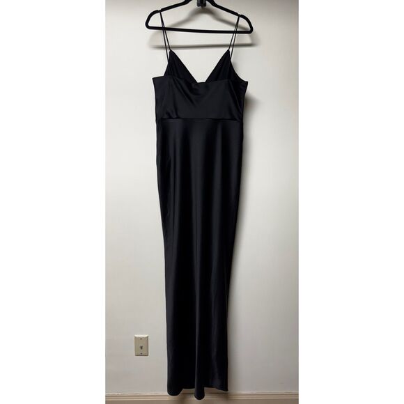 BHLDN Anthropologie Freya Satin Charmeuse Gown, Black, Sz 14 - Picture 9 of 15
